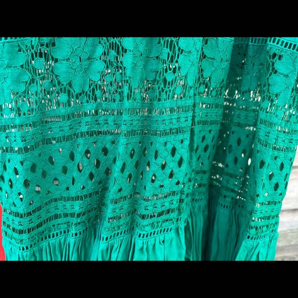 Bright Green Spaghetti Straps Maxi Dress with Lace Size 10 - Picture 4 of 7